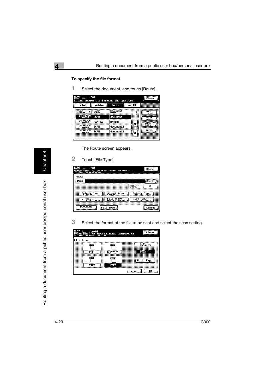 To specify the file format, To specify the file format -20 | Konica Minolta bizhub C300 User Manual | Page 105 / 198