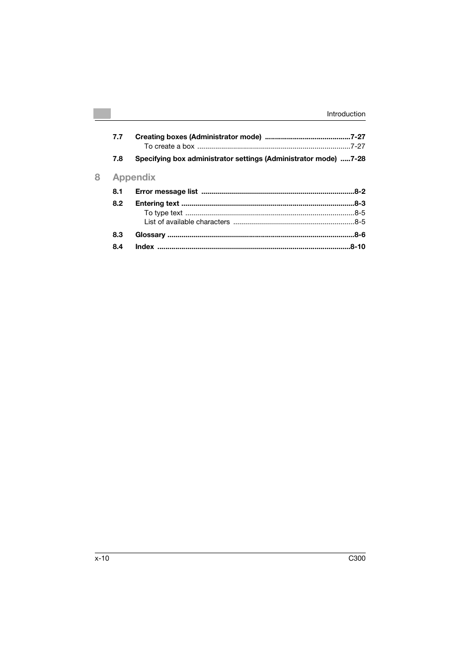8appendix | Konica Minolta bizhub C300 User Manual | Page 11 / 198