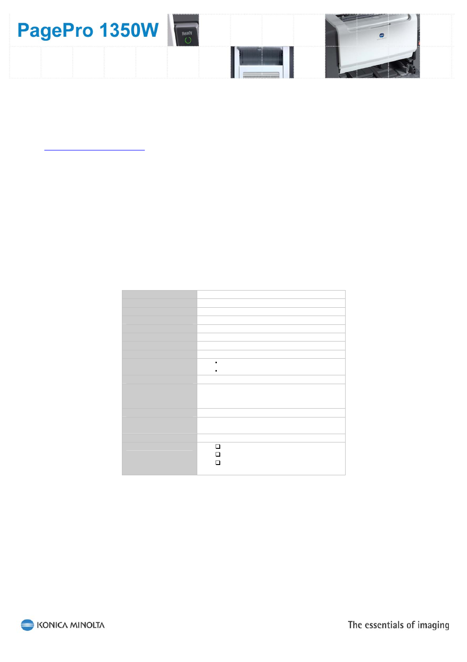 Specs at a glance, Print method, Processor | Paper size, Print speed | Konica Minolta PagePro 1350W User Manual | Page 5 / 18