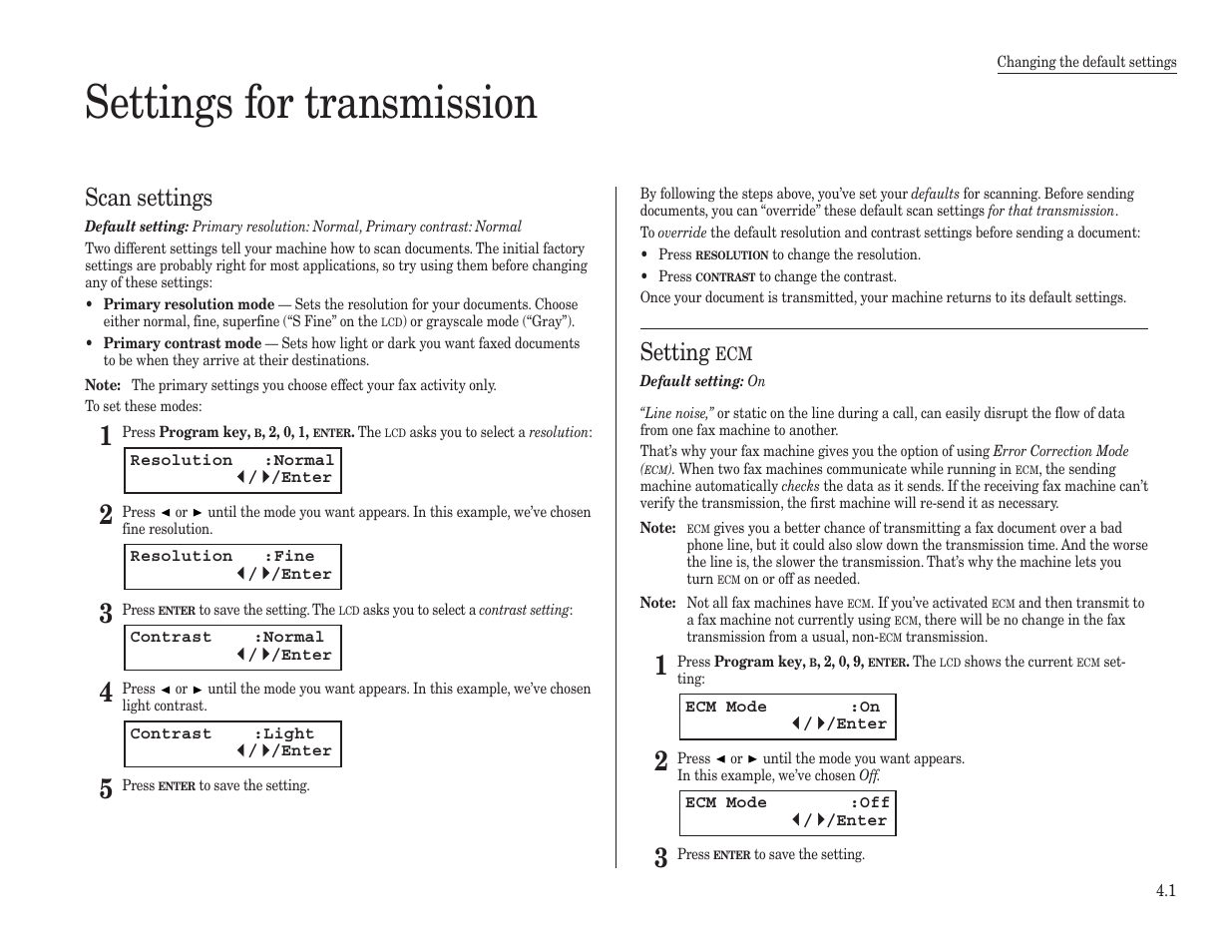 Settings for transmission, Scan settings, Setting | Konica Minolta 7013 User Manual | Page 110 / 150