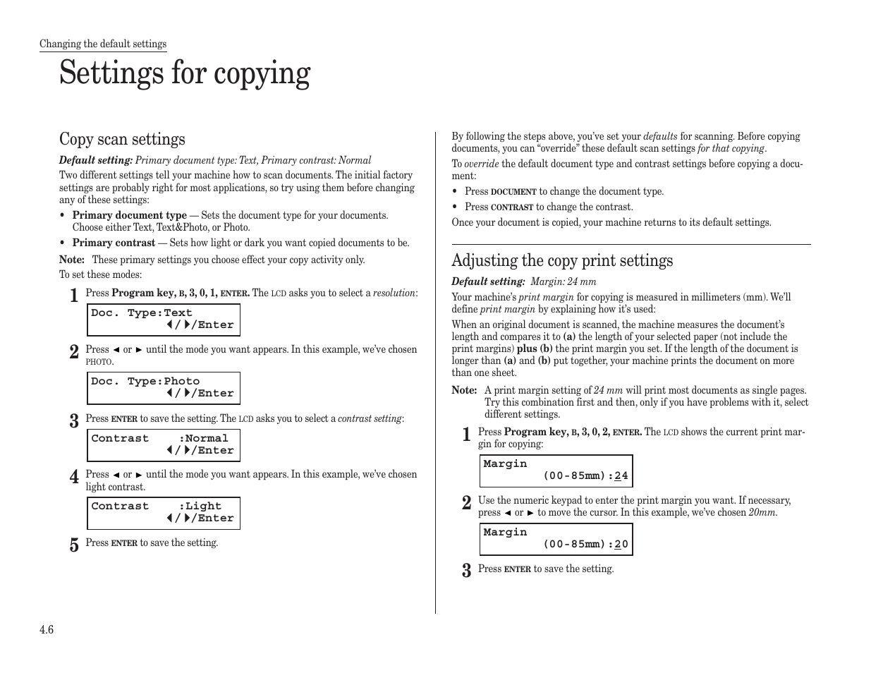 Settings for copying, Copy scan settings, Adjusting the copy print settings | Konica Minolta 7013 User Manual | Page 115 / 150