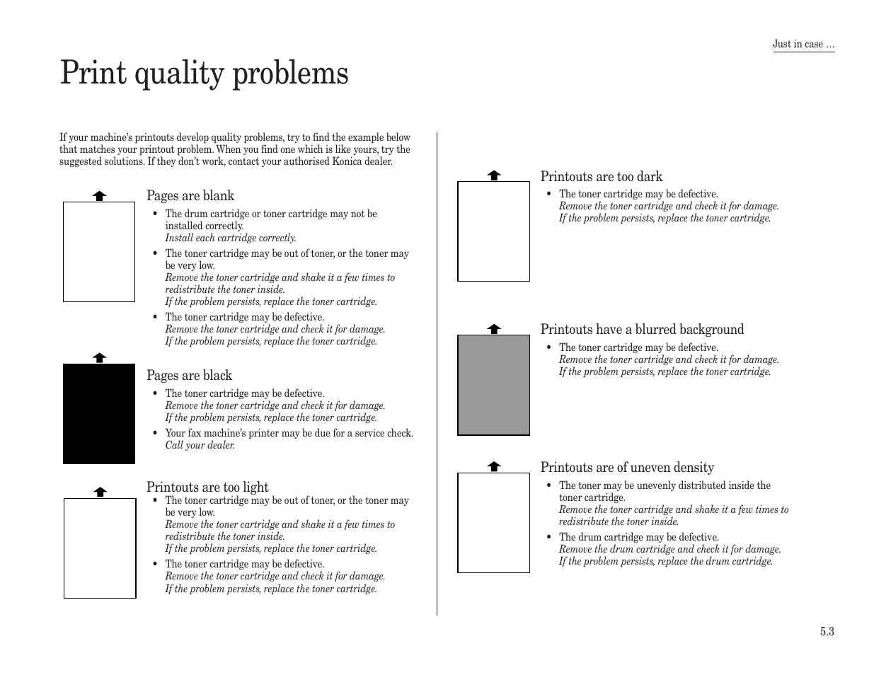 Print quality problems | Konica Minolta 7013 User Manual | Page 124 / 150