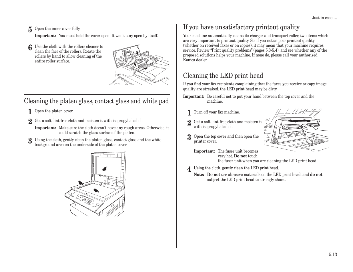 If you have unsatisfactory printout quality, Cleaning the led print head | Konica Minolta 7013 User Manual | Page 134 / 150