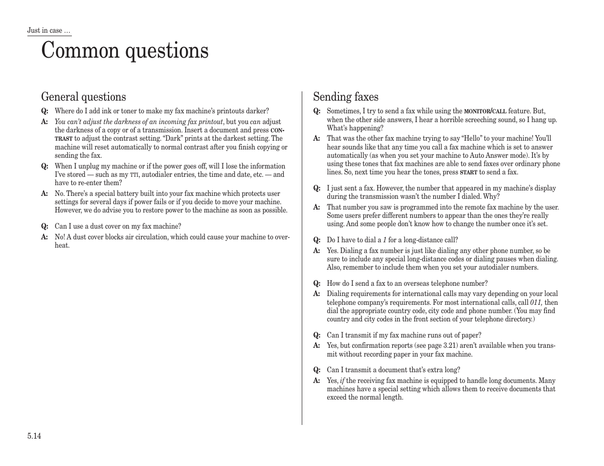 Common questions, General questions, Sending faxes | Konica Minolta 7013 User Manual | Page 135 / 150