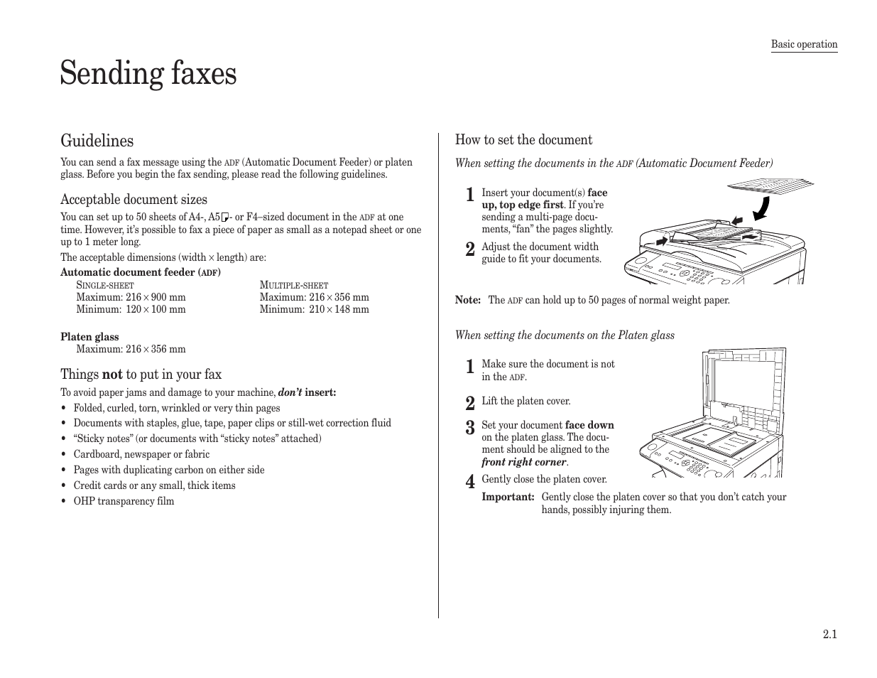 Sending faxes, Guidelines | Konica Minolta 7013 User Manual | Page 32 / 150