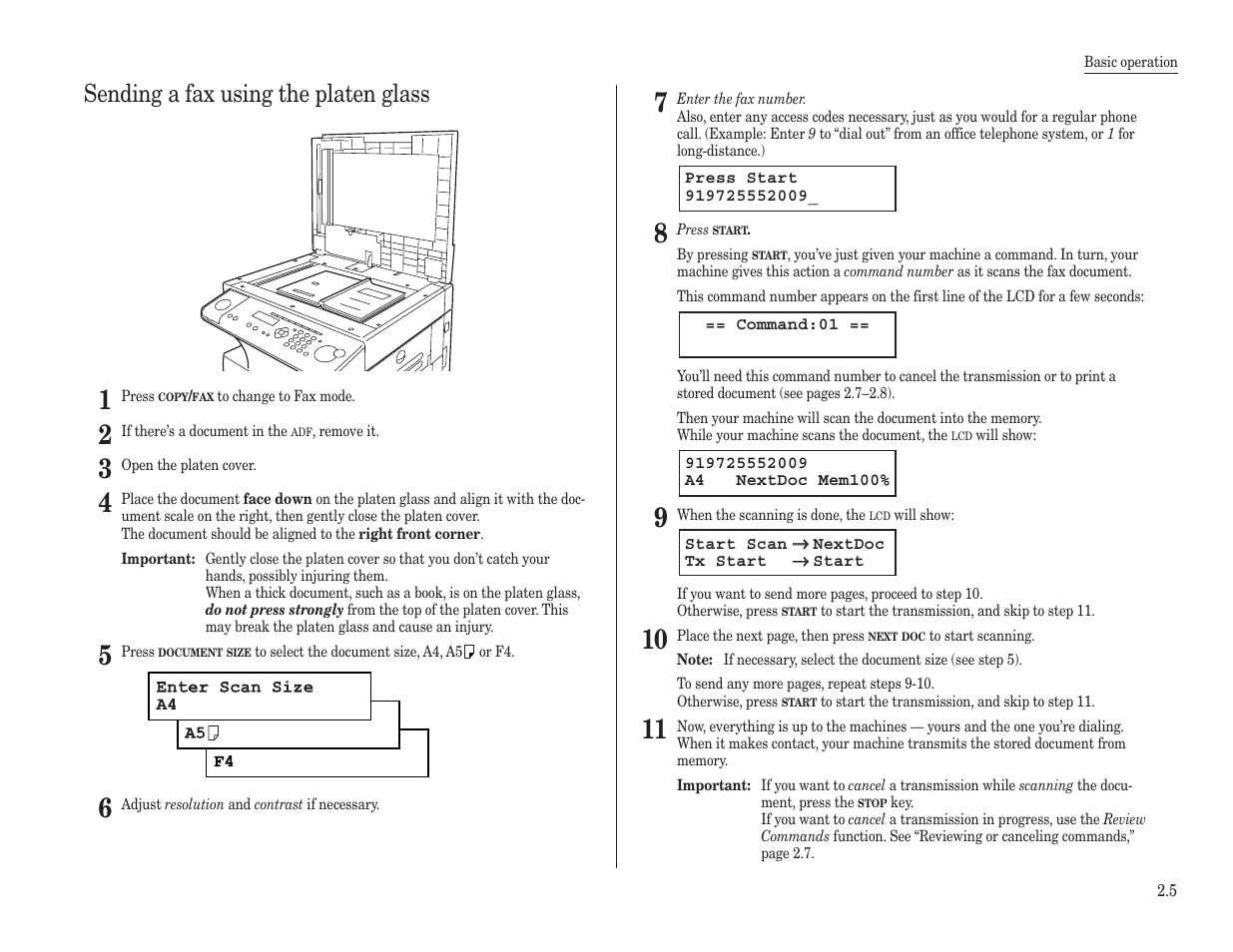 Sending a fax using the platen glass | Konica Minolta 7013 User Manual | Page 36 / 150