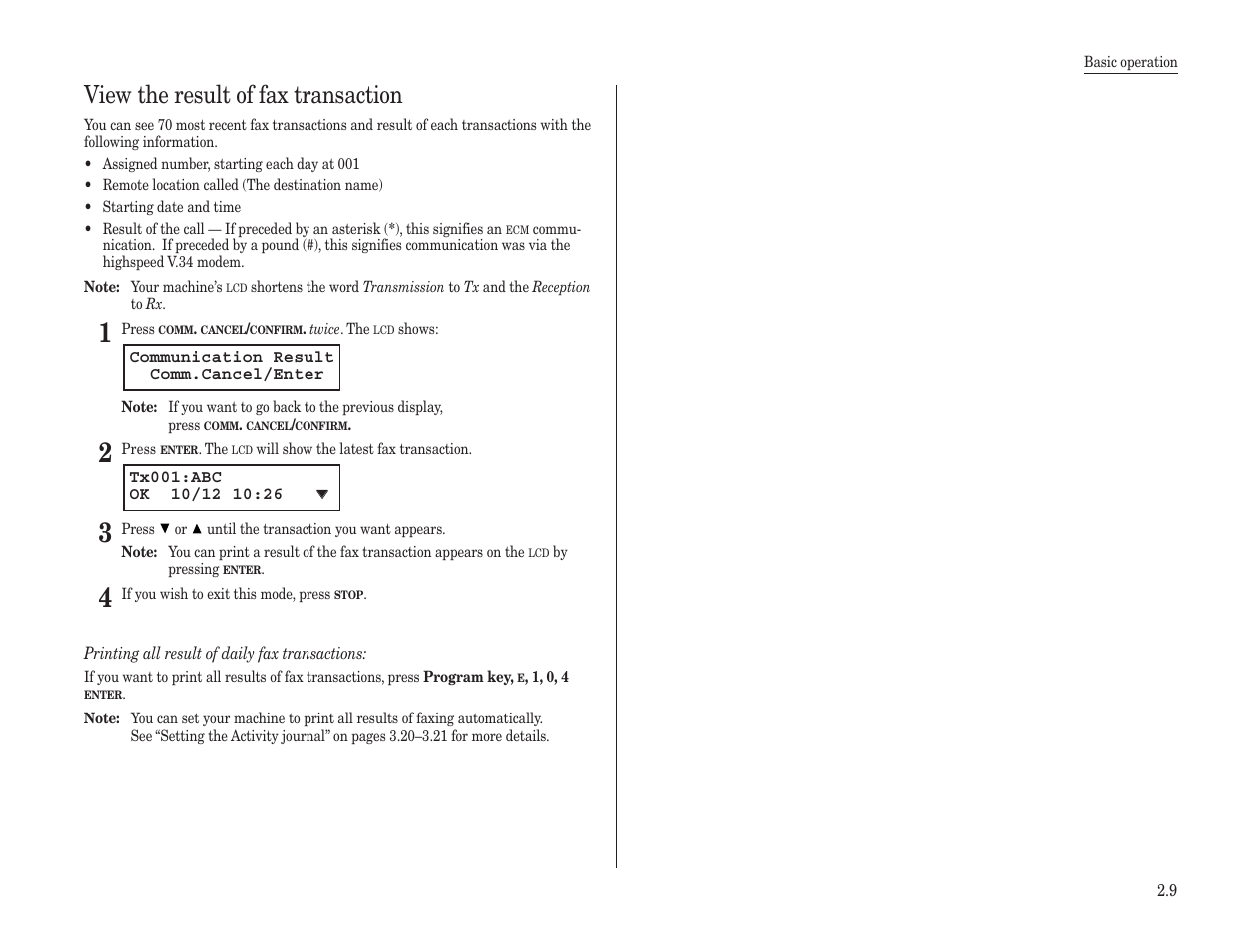 View the result of fax transaction | Konica Minolta 7013 User Manual | Page 40 / 150