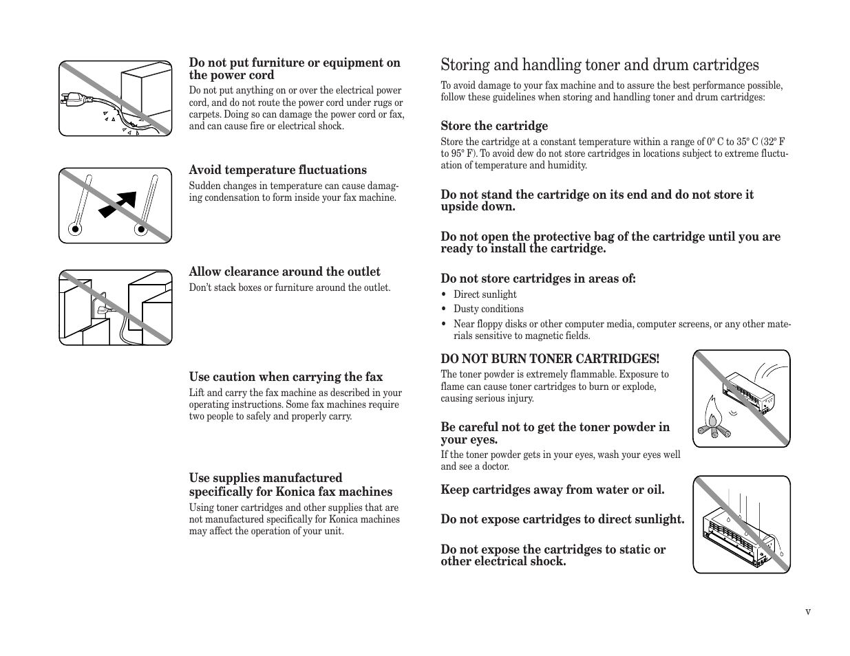 Storing and handling toner and drum cartridges | Konica Minolta 7013 User Manual | Page 6 / 150