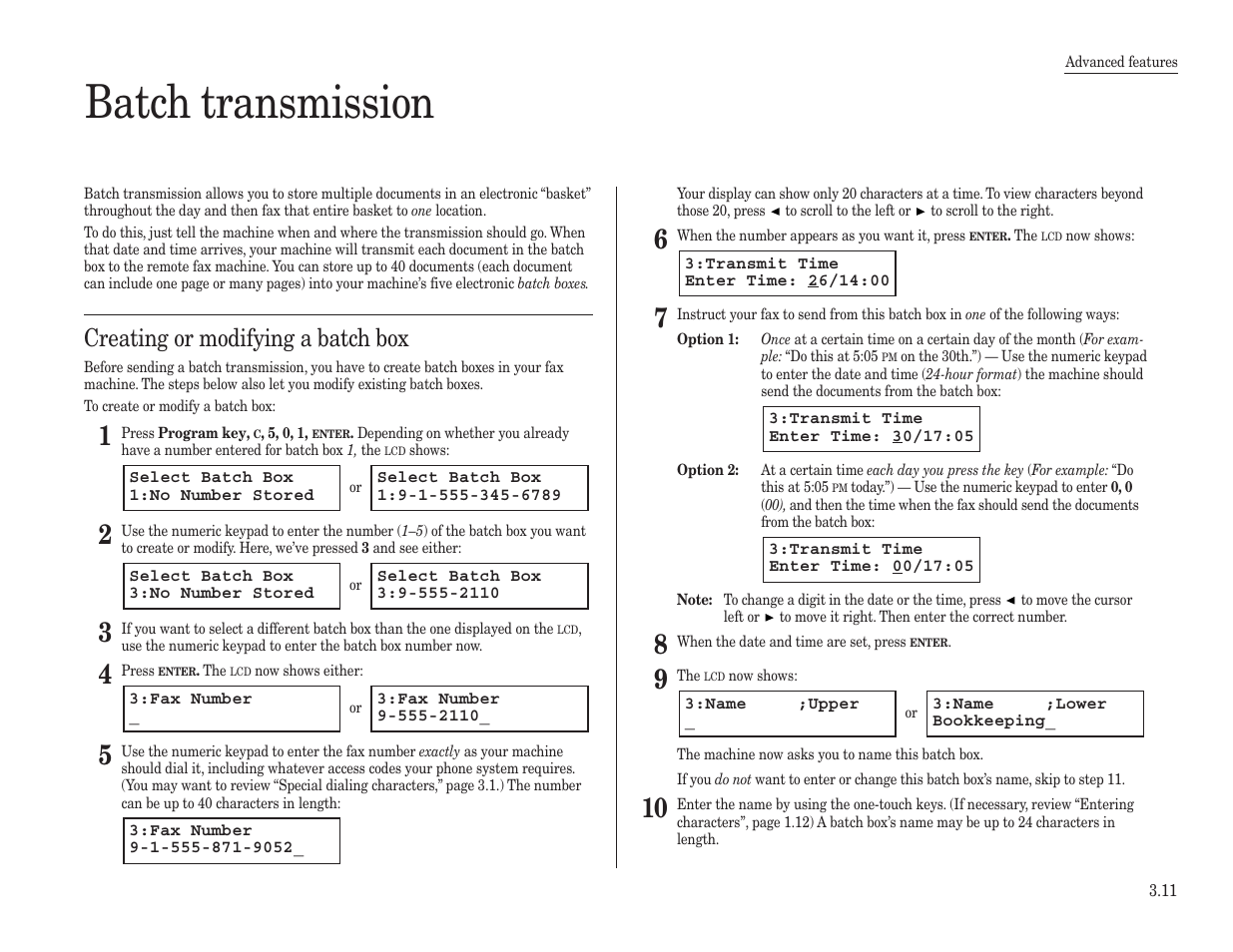 Batch transmission, Creating or modifying a batch box | Konica Minolta 7013 User Manual | Page 62 / 150