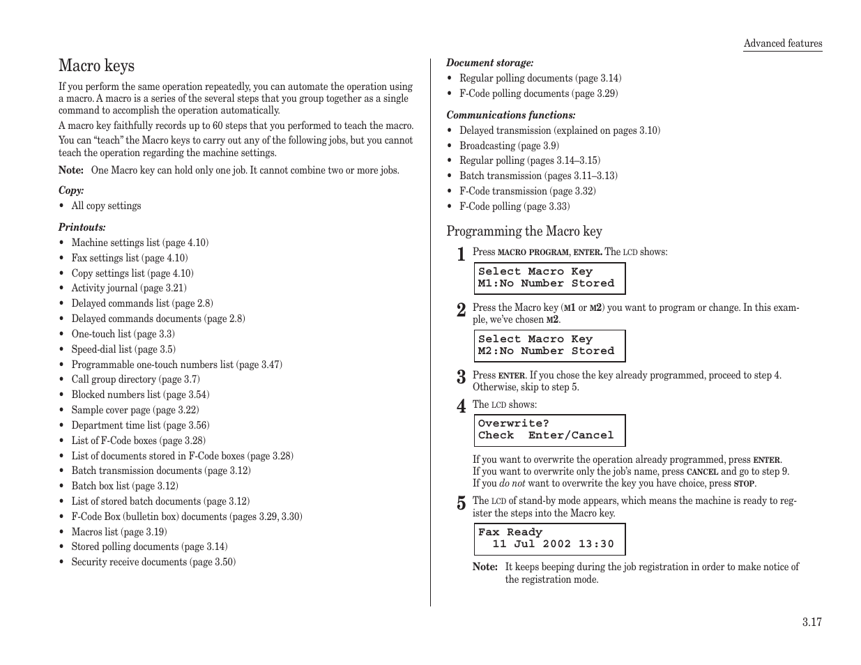 Macro keys | Konica Minolta 7013 User Manual | Page 68 / 150