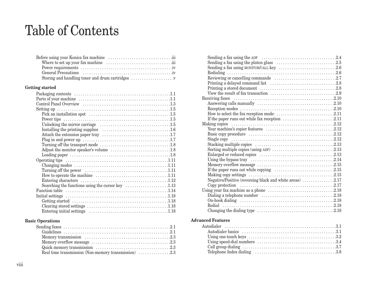 Konica Minolta 7013 User Manual | Page 9 / 150