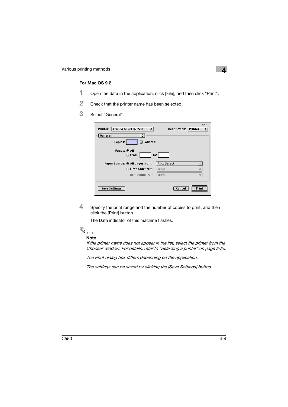 For mac os 9.2, For mac os 9.2 -4 | Konica Minolta bizhub C550 User Manual | Page 119 / 400