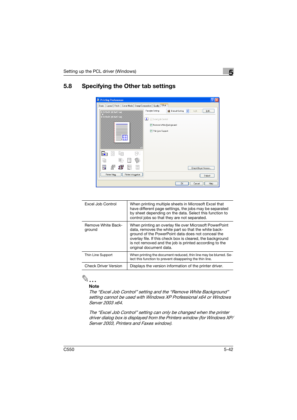 8 specifying the other tab settings, Specifying the other tab settings -42 | Konica Minolta bizhub C550 User Manual | Page 185 / 400