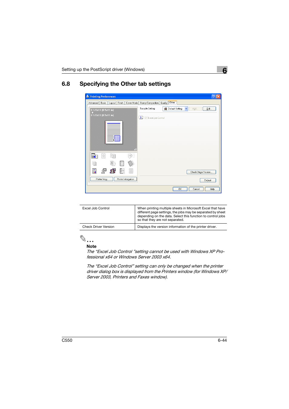 8 specifying the other tab settings, Specifying the other tab settings -44 | Konica Minolta bizhub C550 User Manual | Page 241 / 400