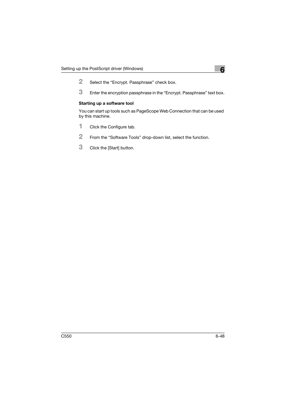 Starting up a software tool, Starting up a software tool -48 | Konica Minolta bizhub C550 User Manual | Page 245 / 400