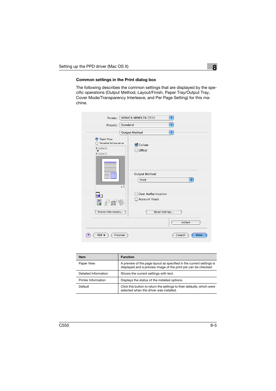 Common settings in the print dialog box, Common settings in the print dialog box -5 | Konica Minolta bizhub C550 User Manual | Page 270 / 400