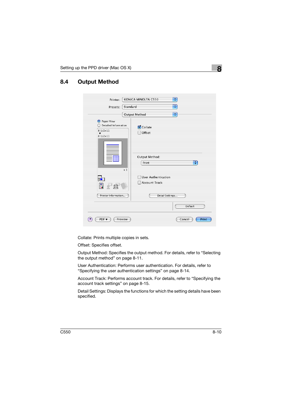 4 output method, Output method -10 | Konica Minolta bizhub C550 User Manual | Page 275 / 400