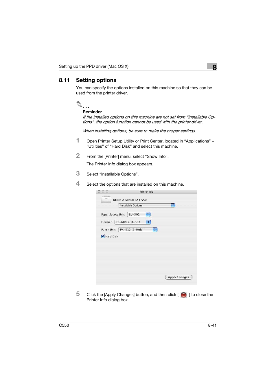 11 setting options, Setting options -41 | Konica Minolta bizhub C550 User Manual | Page 306 / 400