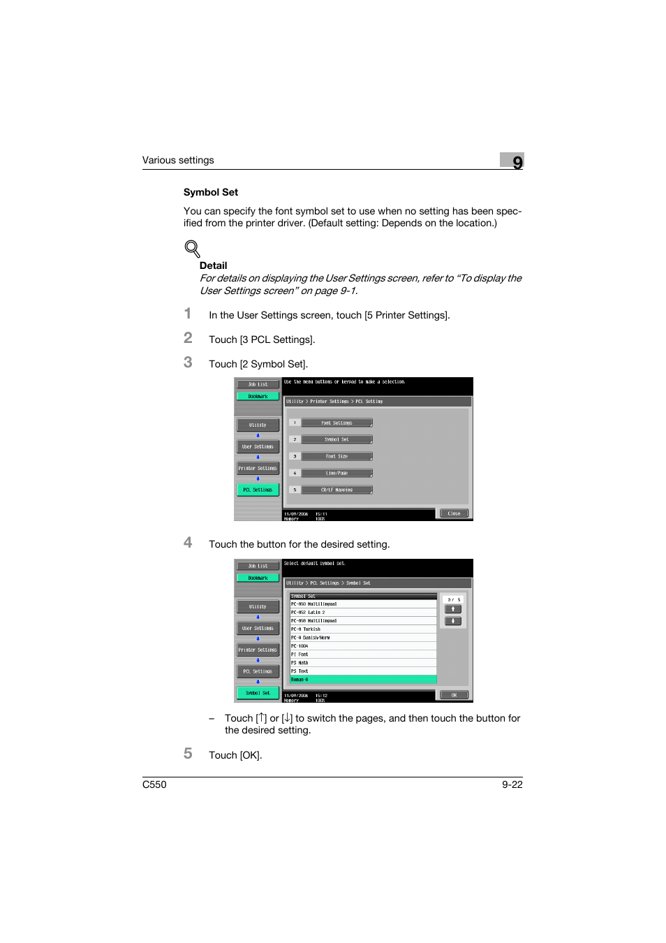 Symbol set, Symbol set -22 | Konica Minolta bizhub C550 User Manual | Page 331 / 400