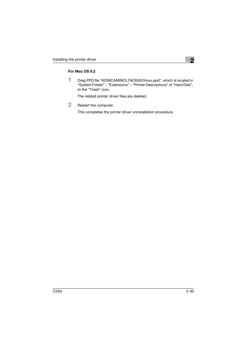 For mac os 9.2, For mac os 9.2 -30 | Konica Minolta bizhub C550 User Manual | Page 73 / 400