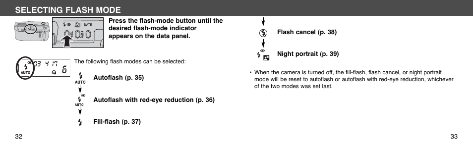 Selecting flash mode | Konica Minolta I60c User Manual | Page 17 / 33