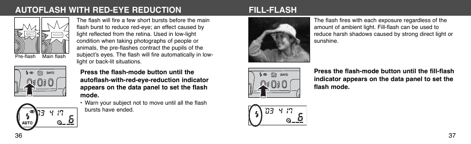 Autoflash with red-eye reduction, Fill-flash | Konica Minolta I60c User Manual | Page 19 / 33
