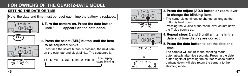 For owners of the quartz-date model | Konica Minolta I60c User Manual | Page 24 / 33