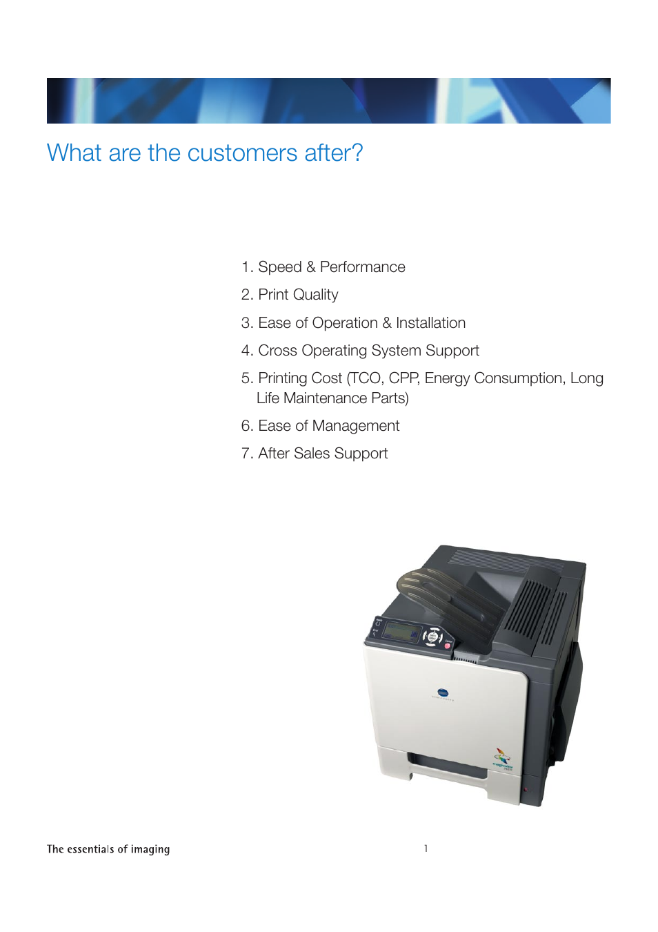 What are the customers after | Konica Minolta Magicolor 5450 User Manual | Page 2 / 11