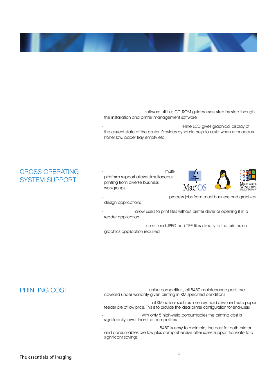Cross operating system support, Printing cost | Konica Minolta Magicolor 5450 User Manual | Page 4 / 11