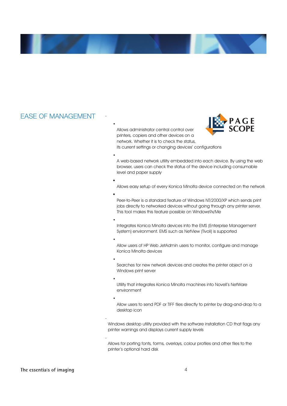 Ease of management | Konica Minolta Magicolor 5450 User Manual | Page 5 / 11