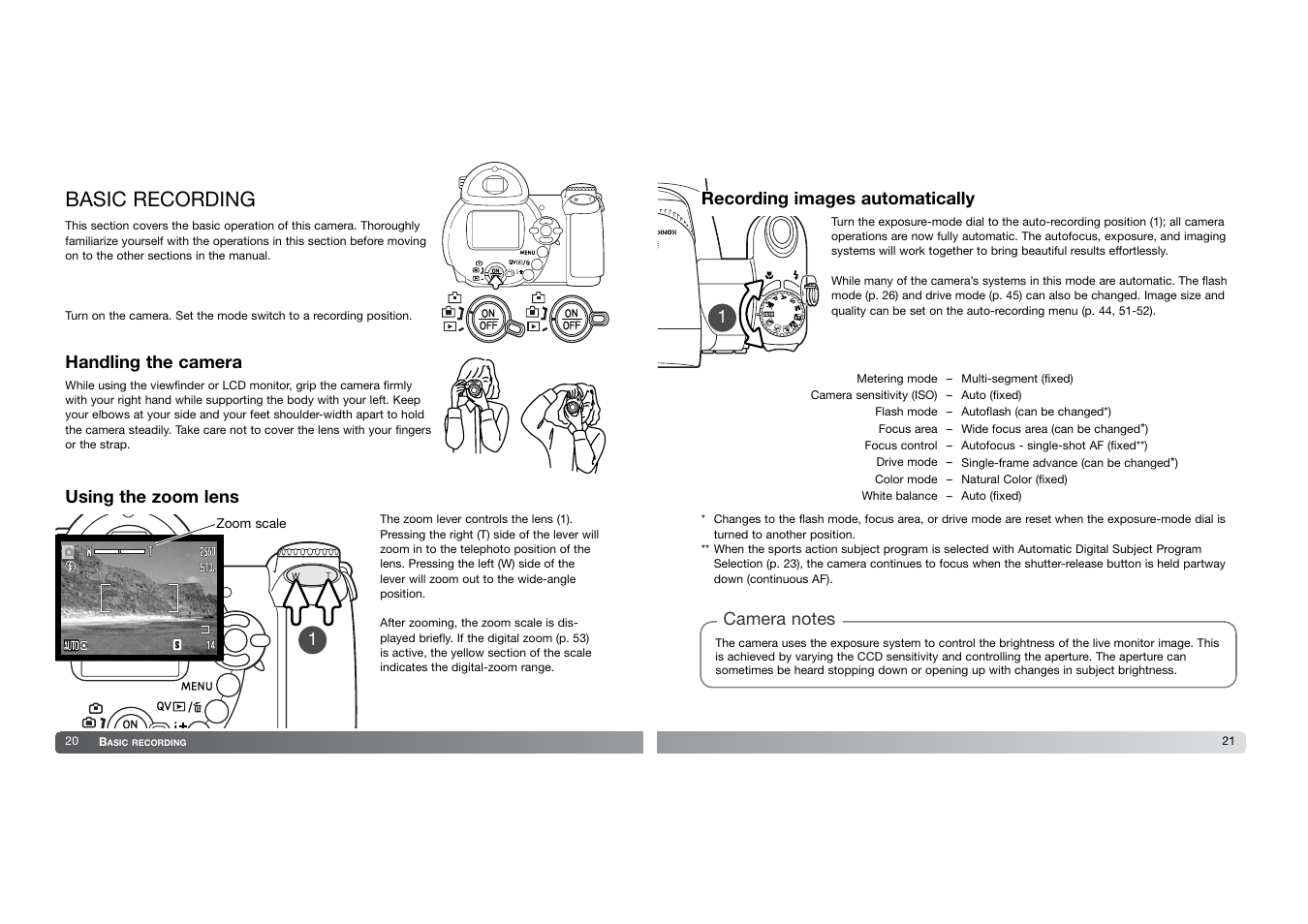 Basic recording | Konica Minolta DIMAGE-Z20 User Manual | Page 11 / 62