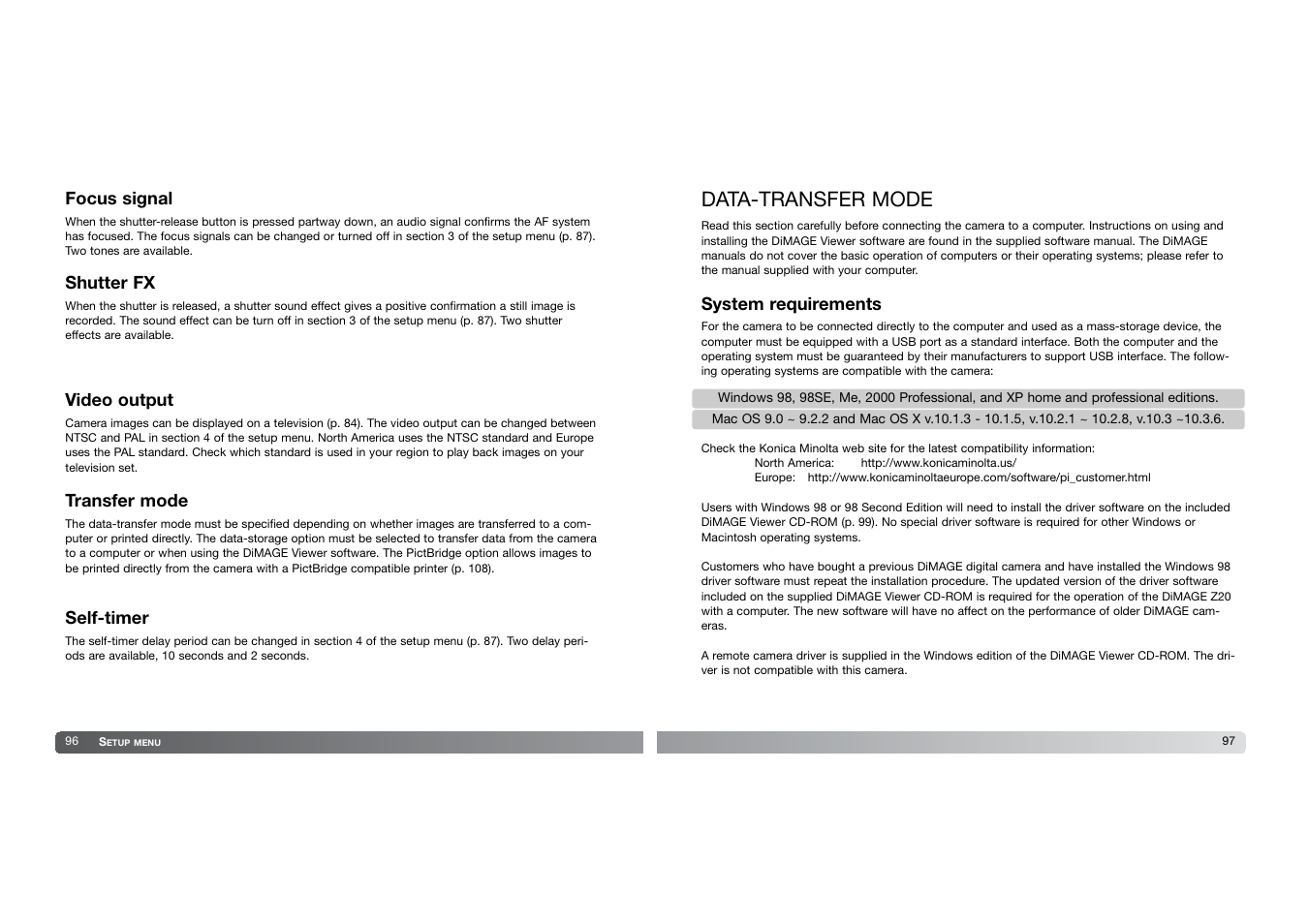 Data-transfer mode | Konica Minolta DIMAGE-Z20 User Manual | Page 49 / 62