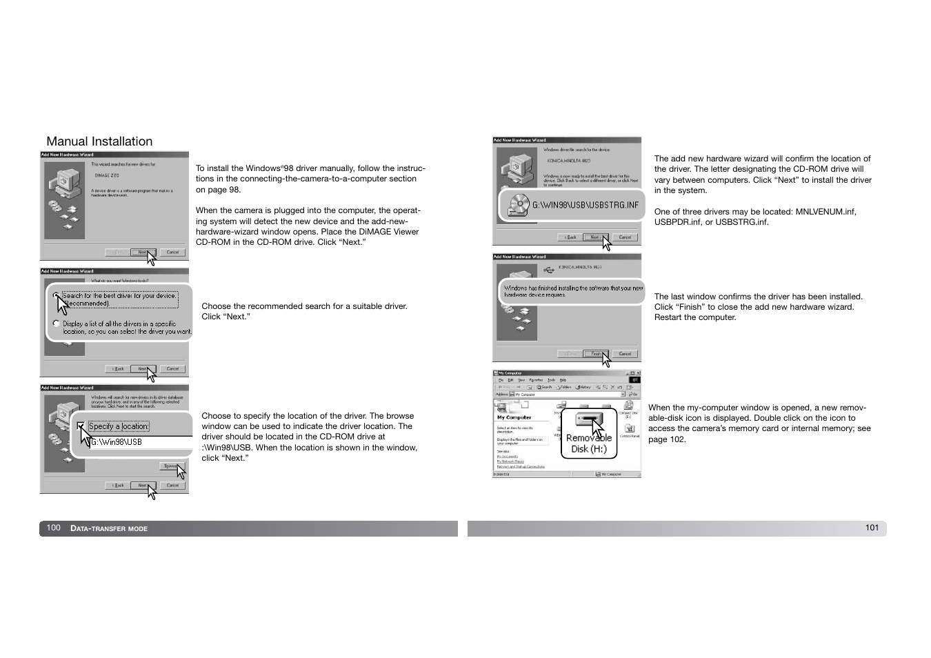 Manual installation | Konica Minolta DIMAGE-Z20 User Manual | Page 51 / 62