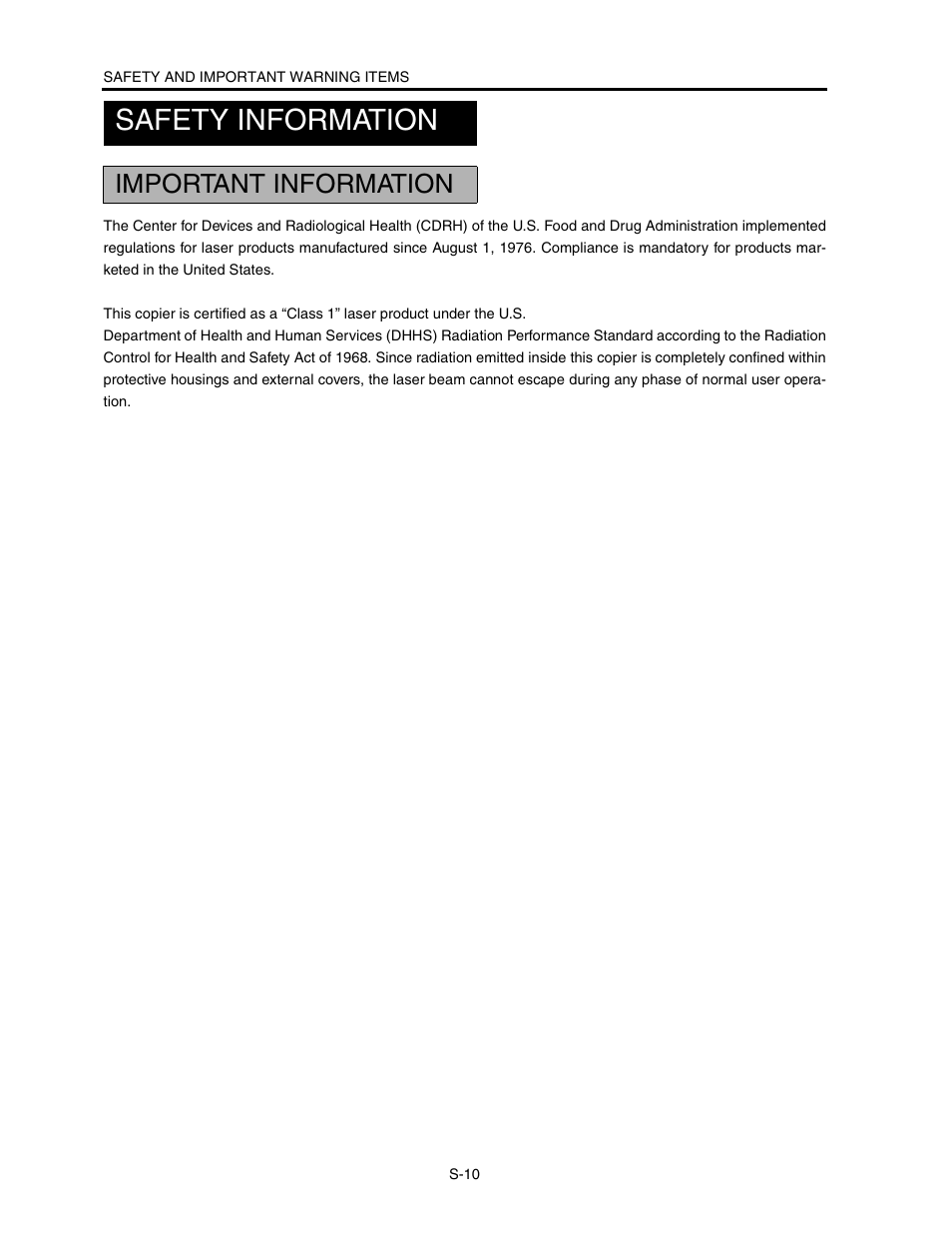 Safety information, Important information | Konica Minolta CF5001 User Manual | Page 15 / 130