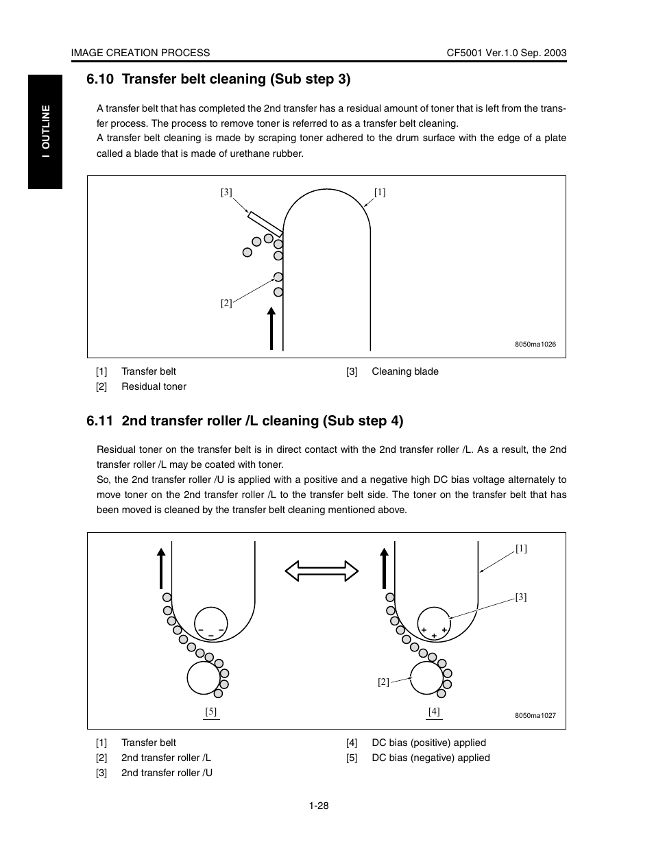 10 transfer belt cleaning (sub step 3), 11 2nd transfer roller/l cleaning (sub step 4), 11 2nd transfer roller /l cleaning (sub step 4) | Konica Minolta CF5001 User Manual | Page 51 / 130