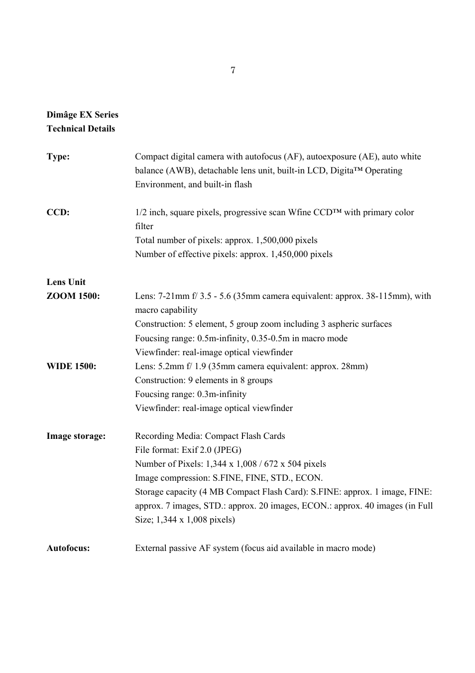 Konica Minolta Dimge EX User Manual | 4 pages