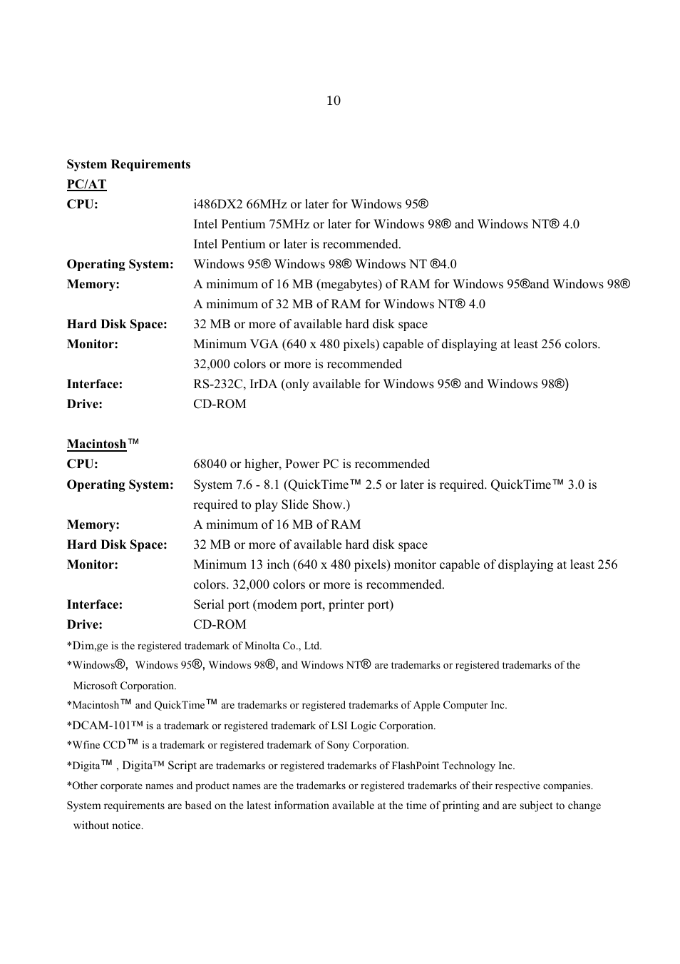 Konica Minolta Dimge EX User Manual | Page 4 / 4
