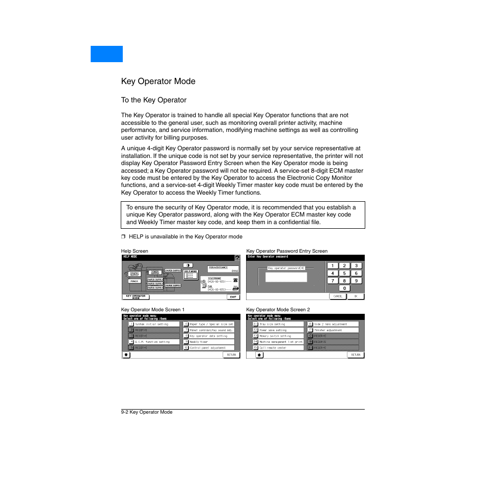 To the key operator, To the key operator -2, Key operator mode | Home | Konica Minolta Network Printer User Manual | Page 118 / 164