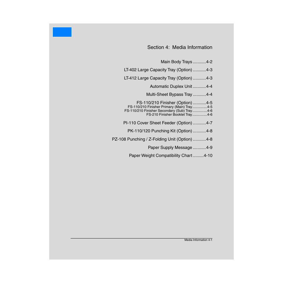 Section 4: media information | Konica Minolta Network Printer User Manual | Page 49 / 164