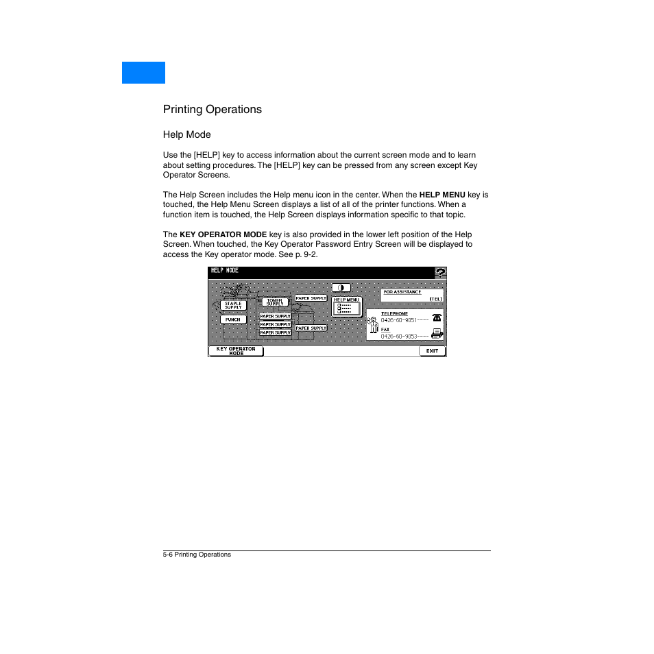 Help mode, Help mode -6, Printing operations | Home | Konica Minolta Network Printer User Manual | Page 64 / 164