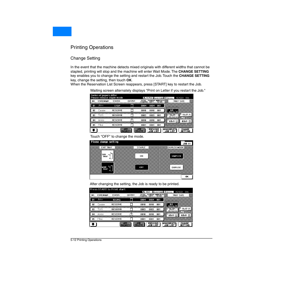 Change setting, Change setting -12, Printing operations | Home | Konica Minolta Network Printer User Manual | Page 70 / 164