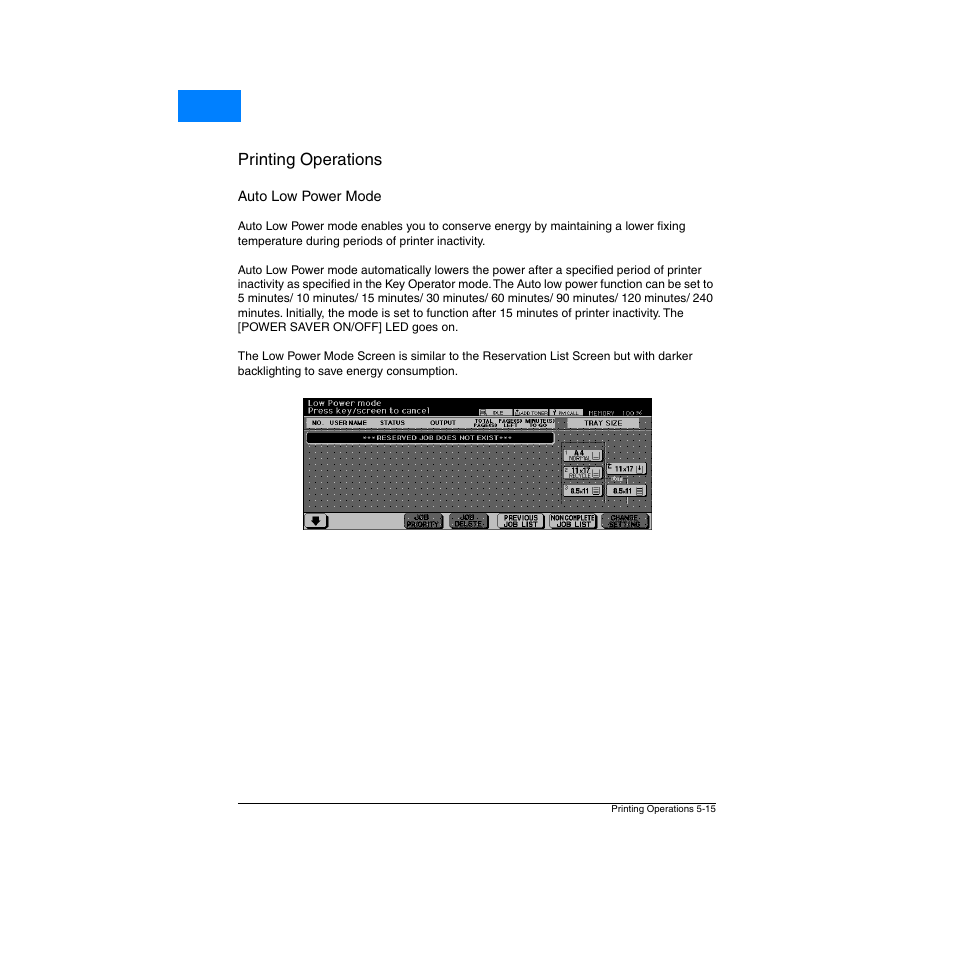 Auto low power mode, Auto low power mode -15 | Konica Minolta Network Printer User Manual | Page 73 / 164
