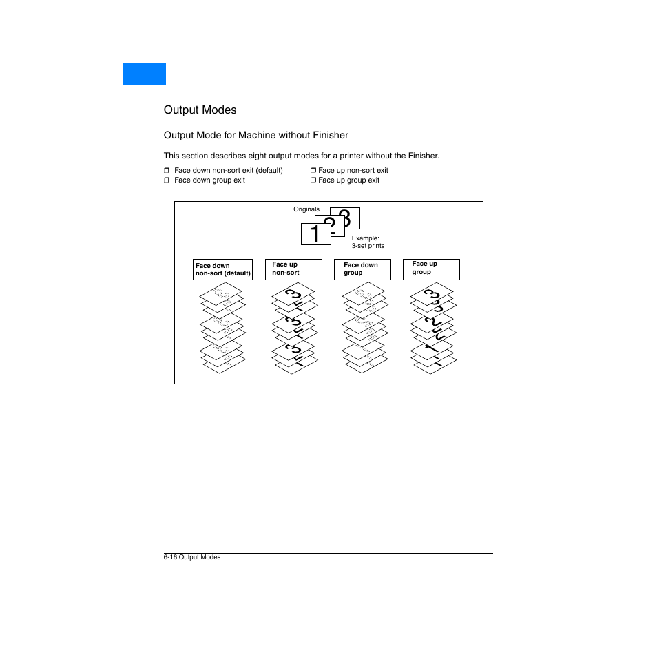 Output mode for machine without finisher, Output mode for machine without finisher -16 | Konica Minolta Network Printer User Manual | Page 92 / 164