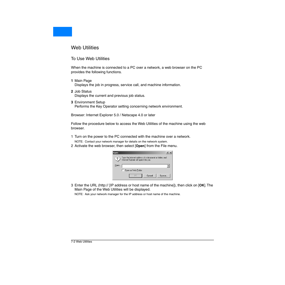 To use web utilities, To use web utilities -2, Web utilities | Home | Konica Minolta Network Printer User Manual | Page 94 / 164