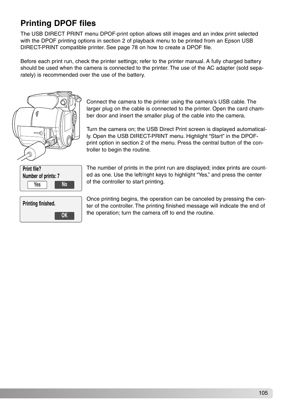 Printing dpof files | Konica Minolta SY-A308 User Manual | Page 105 / 116