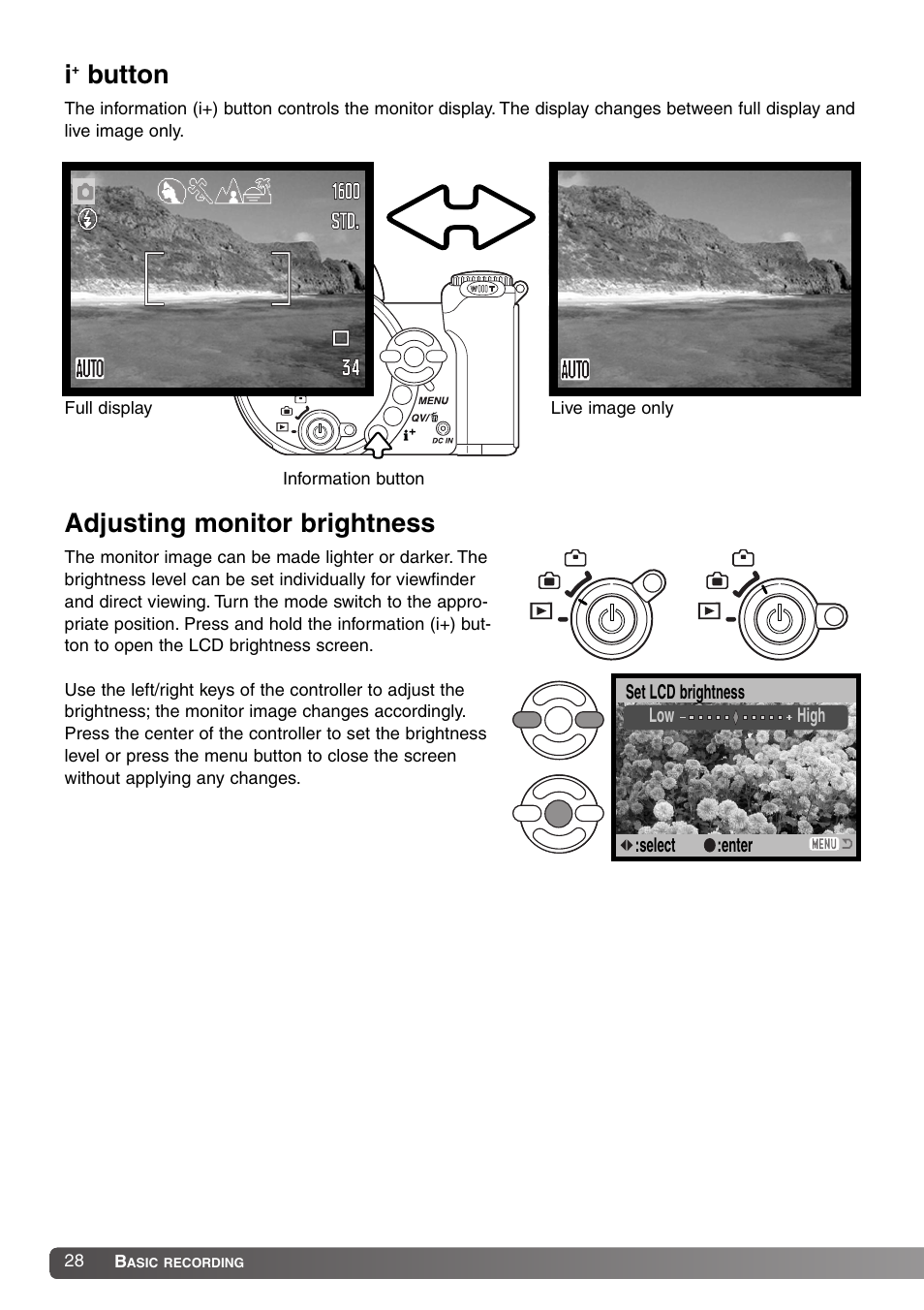 Button, Adjusting monitor brightness, Button adjusting monitor brightness | Konica Minolta SY-A308 User Manual | Page 28 / 116