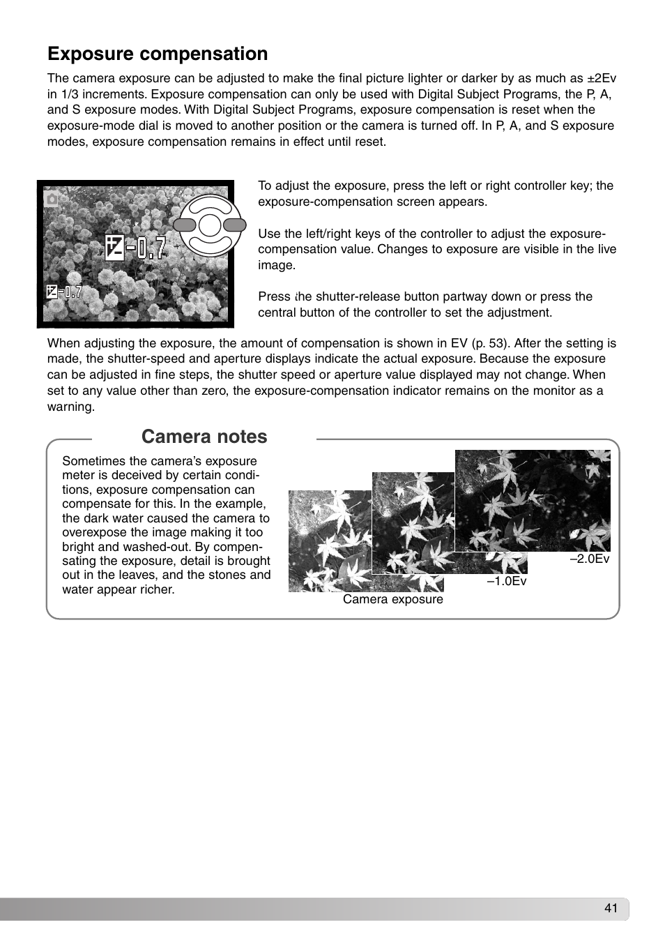 Exposure compensation | Konica Minolta SY-A308 User Manual | Page 41 / 116