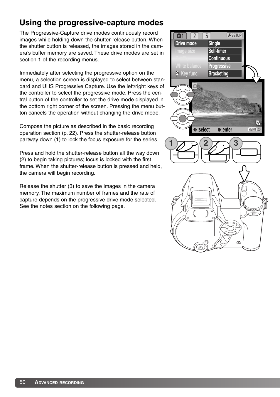 Using the progressive-capture modes | Konica Minolta SY-A308 User Manual | Page 50 / 116