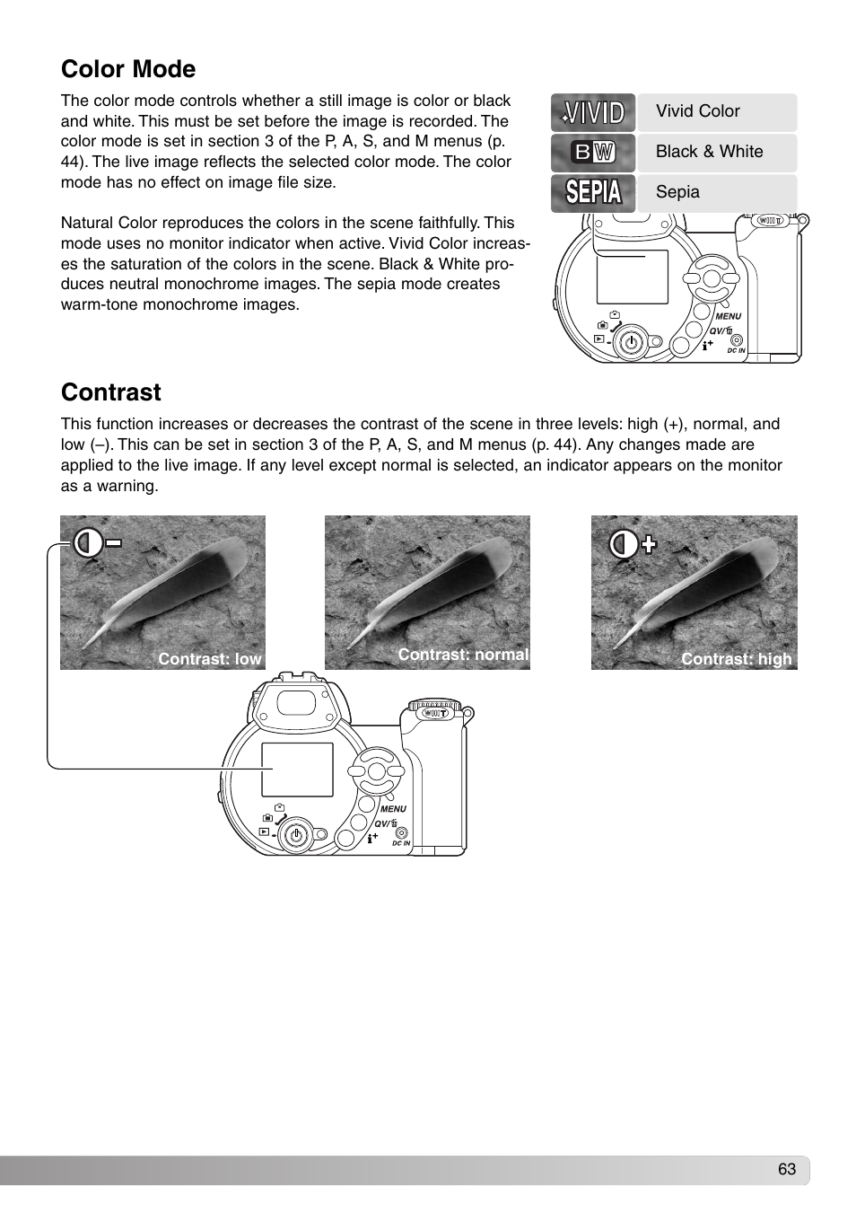 Color mode contrast, Color mode, Contrast | Konica Minolta SY-A308 User Manual | Page 63 / 116