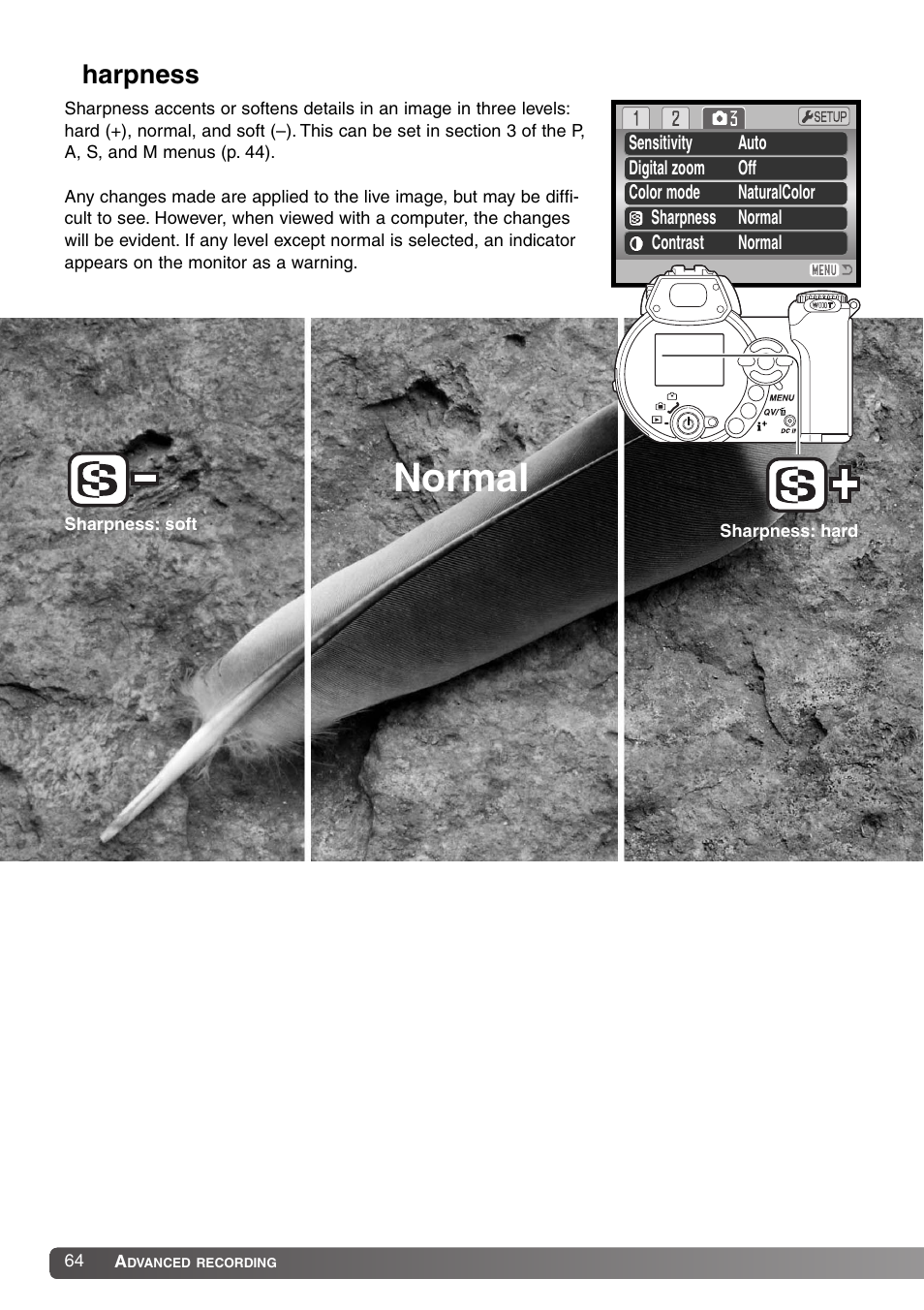 Sharpness, Normal | Konica Minolta SY-A308 User Manual | Page 64 / 116